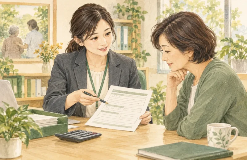 介護休業給付の申請書を確認する担当者のイラスト