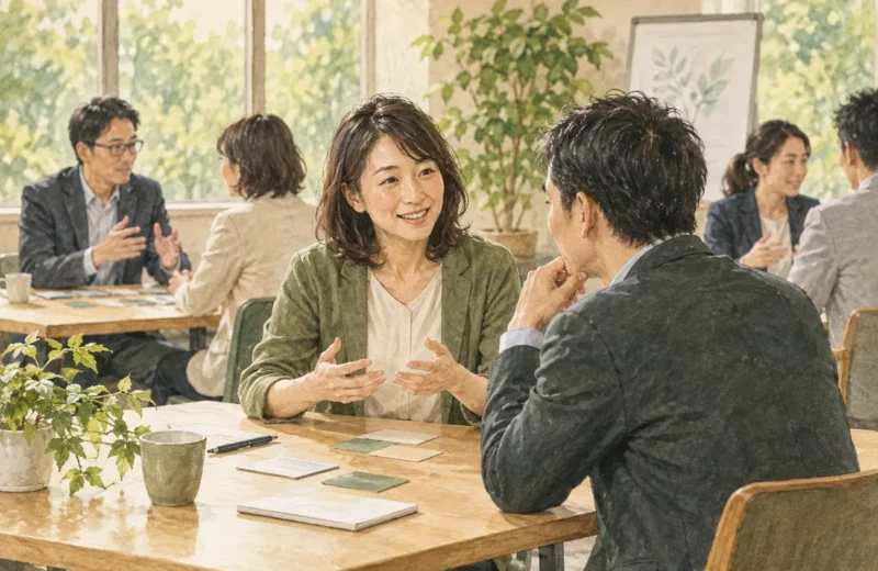 相談対応を練習する管理職研修のイラスト